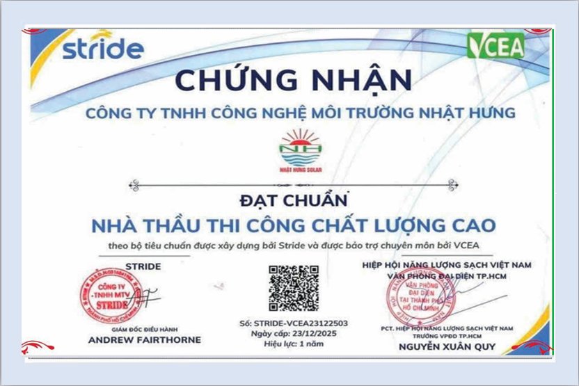 Chứng nhận nhà thầu thi công chất lượng cao