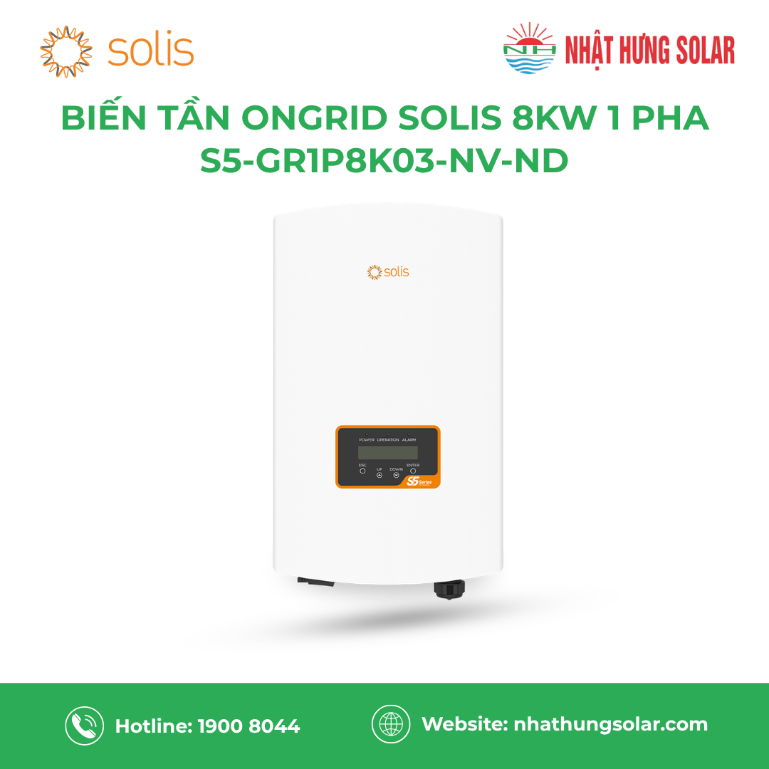 Ongrid Inverter Solis 8kW 1 pha (S5-GR1P8K03-NV-ND)